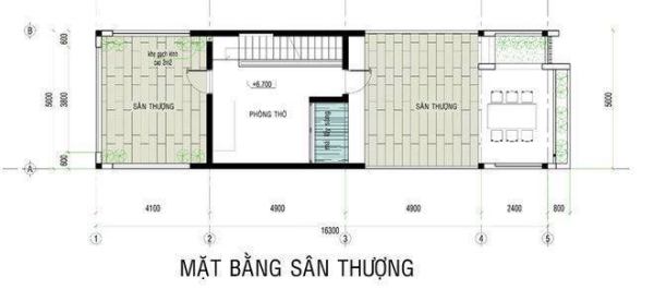 mặt bằng tầng 3 nhà ống 3 tầng đẹp